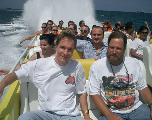 Boat ride in Orlando - Chris and Andy